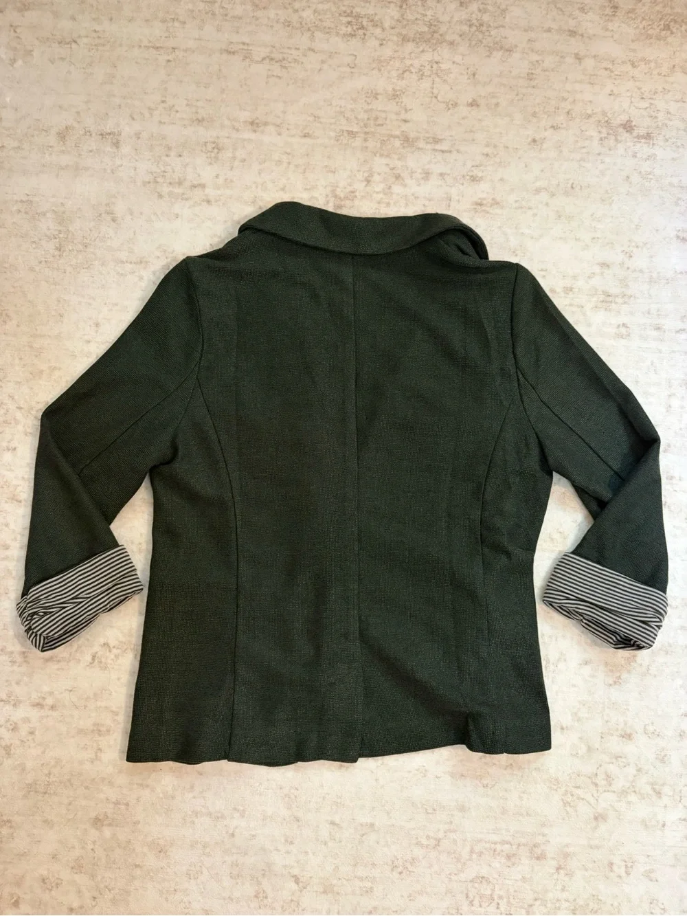 SKIES ARE BLUE L Asa Dark Green Rolled Cuff Knit Blazer Jacket
